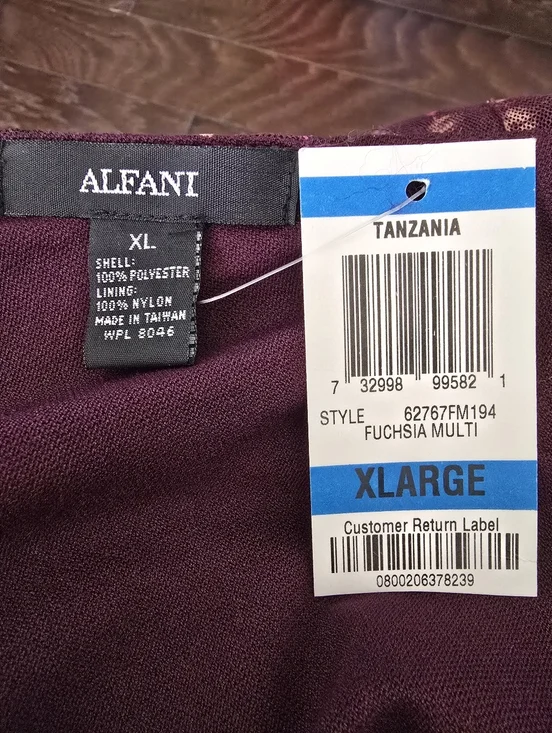 Alfani (NWT) Wrap Front Short Sleeve with Tie Waist - Deep Plum Midi Dress. - Picture 7 of 9